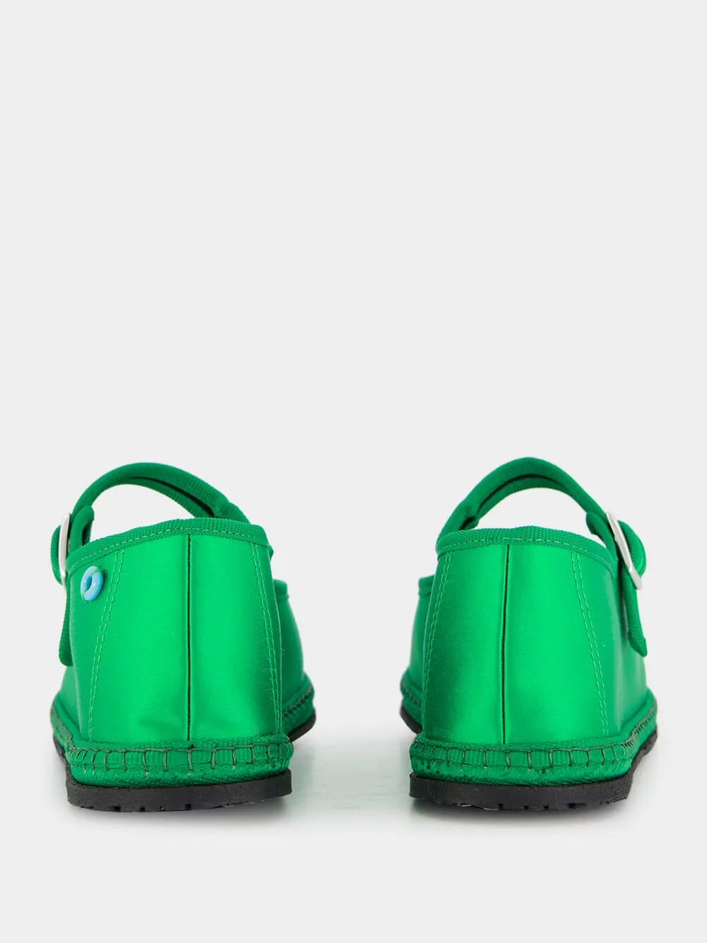 Green Mary Jane Satin Flats