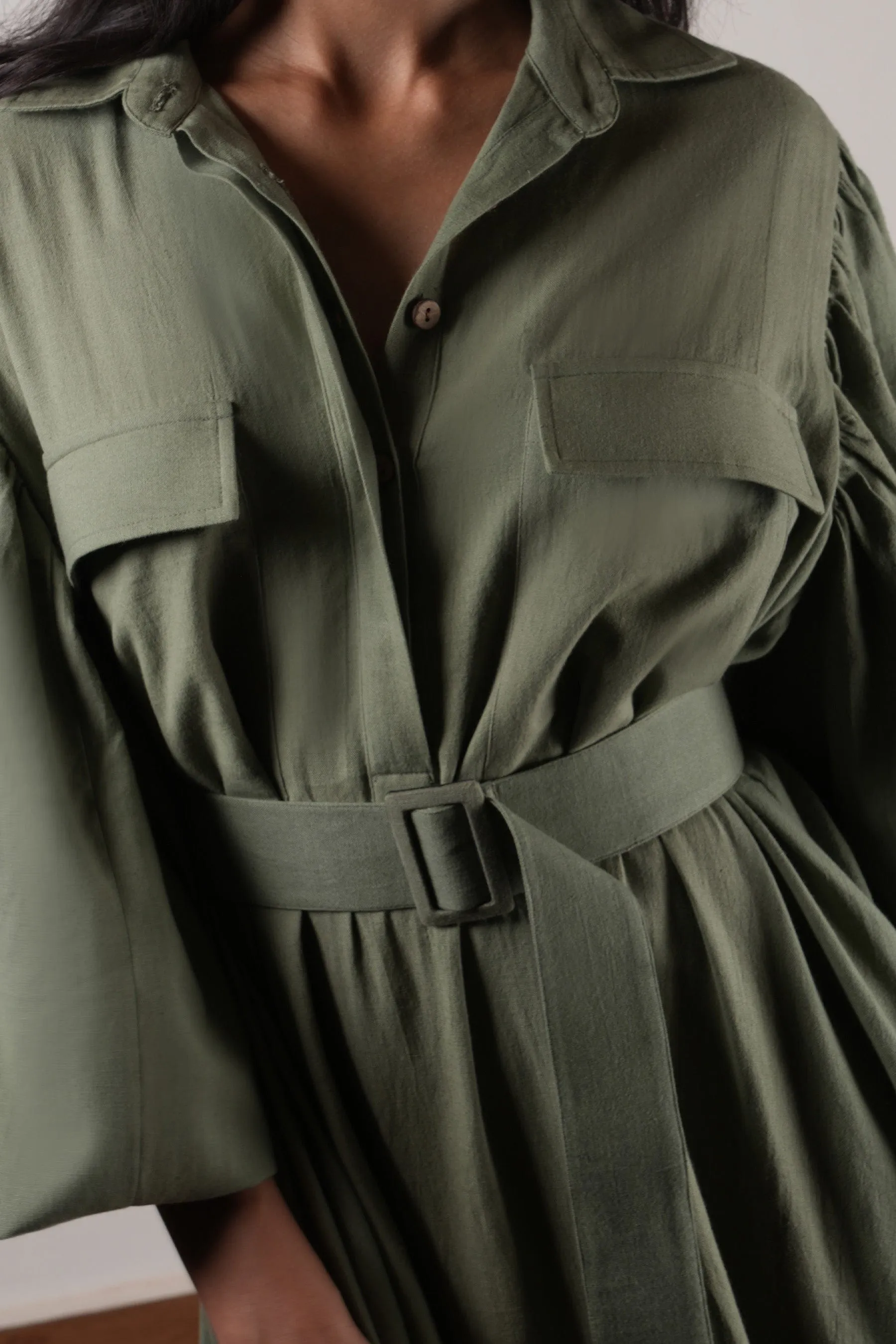 Green Shirt Kaavya Dress
