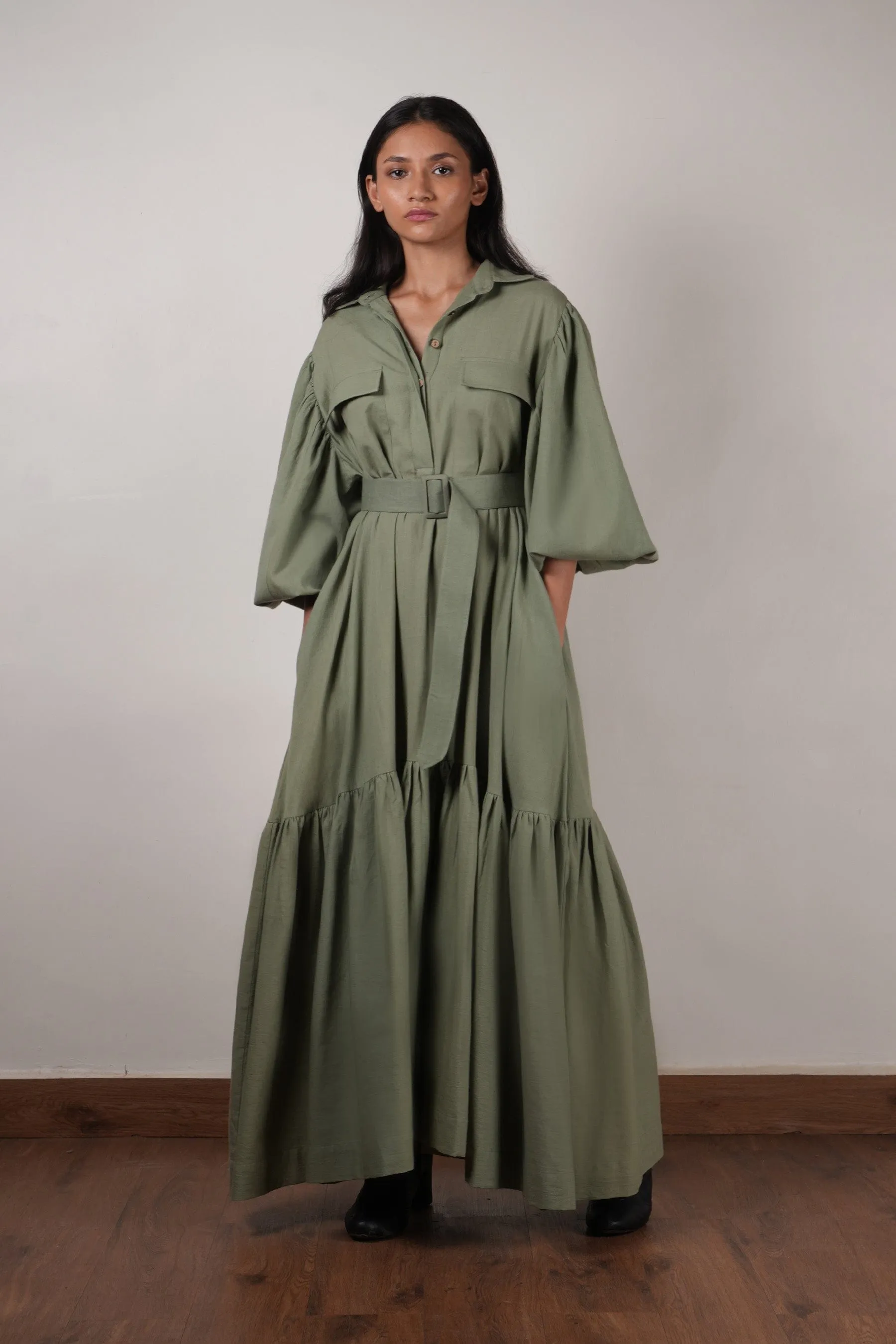 Green Shirt Kaavya Dress
