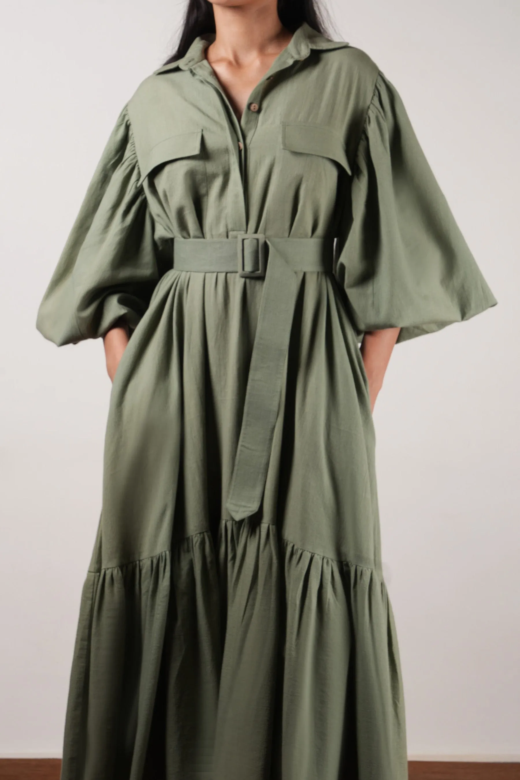 Green Shirt Kaavya Dress