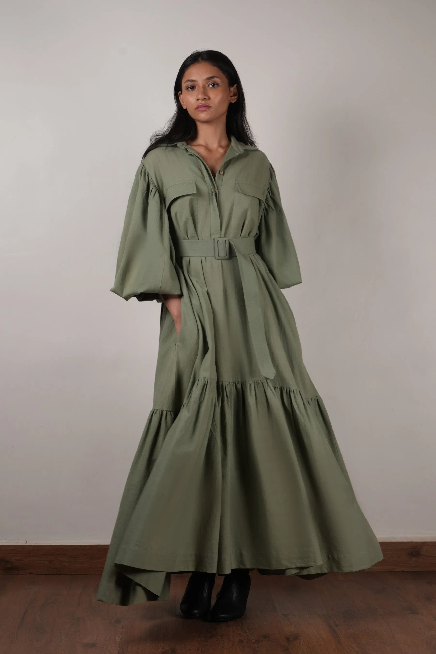 Green Shirt Kaavya Dress