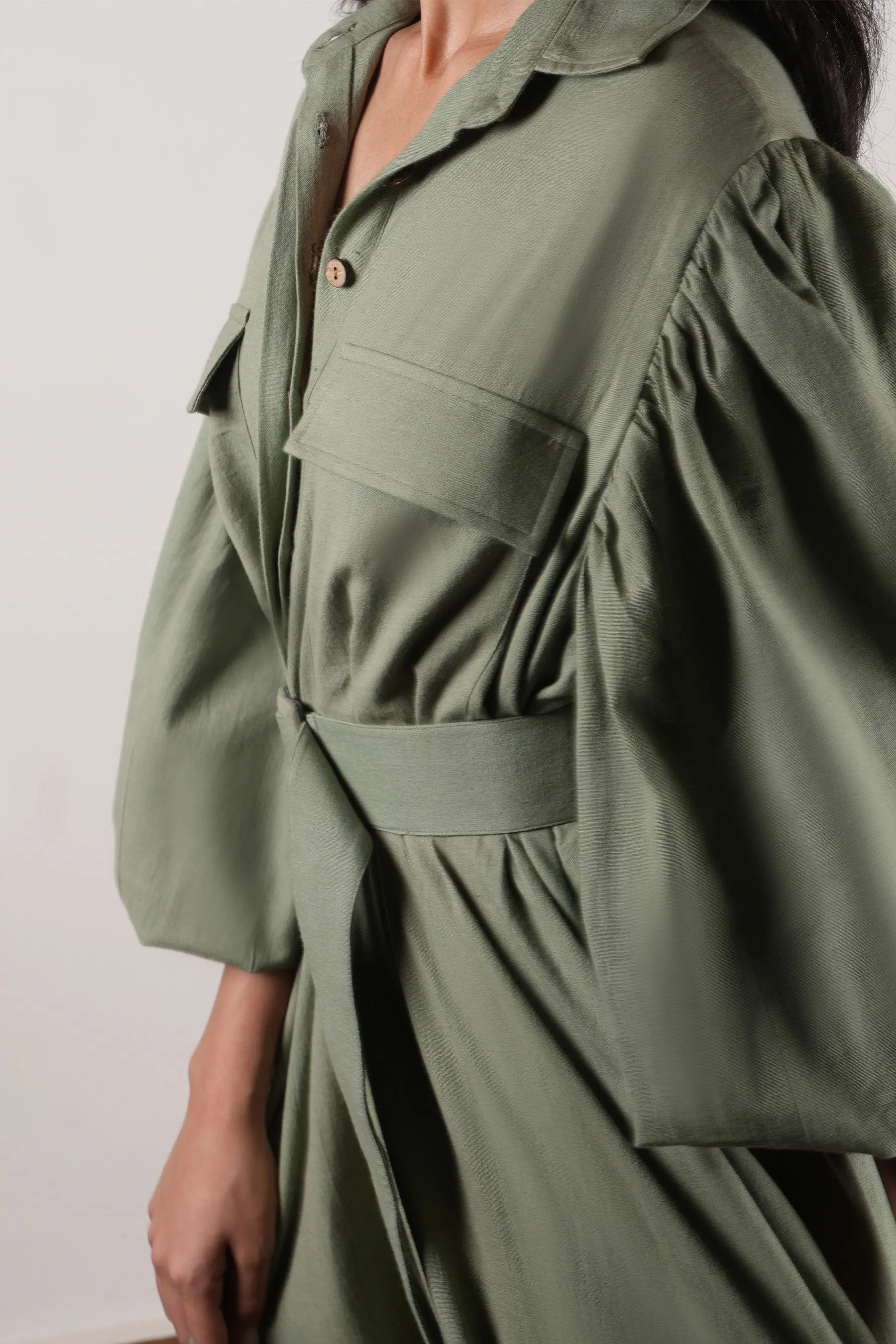 Green Shirt Kaavya Dress