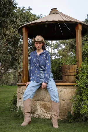 Indigo Meadow Embroidered Shirt