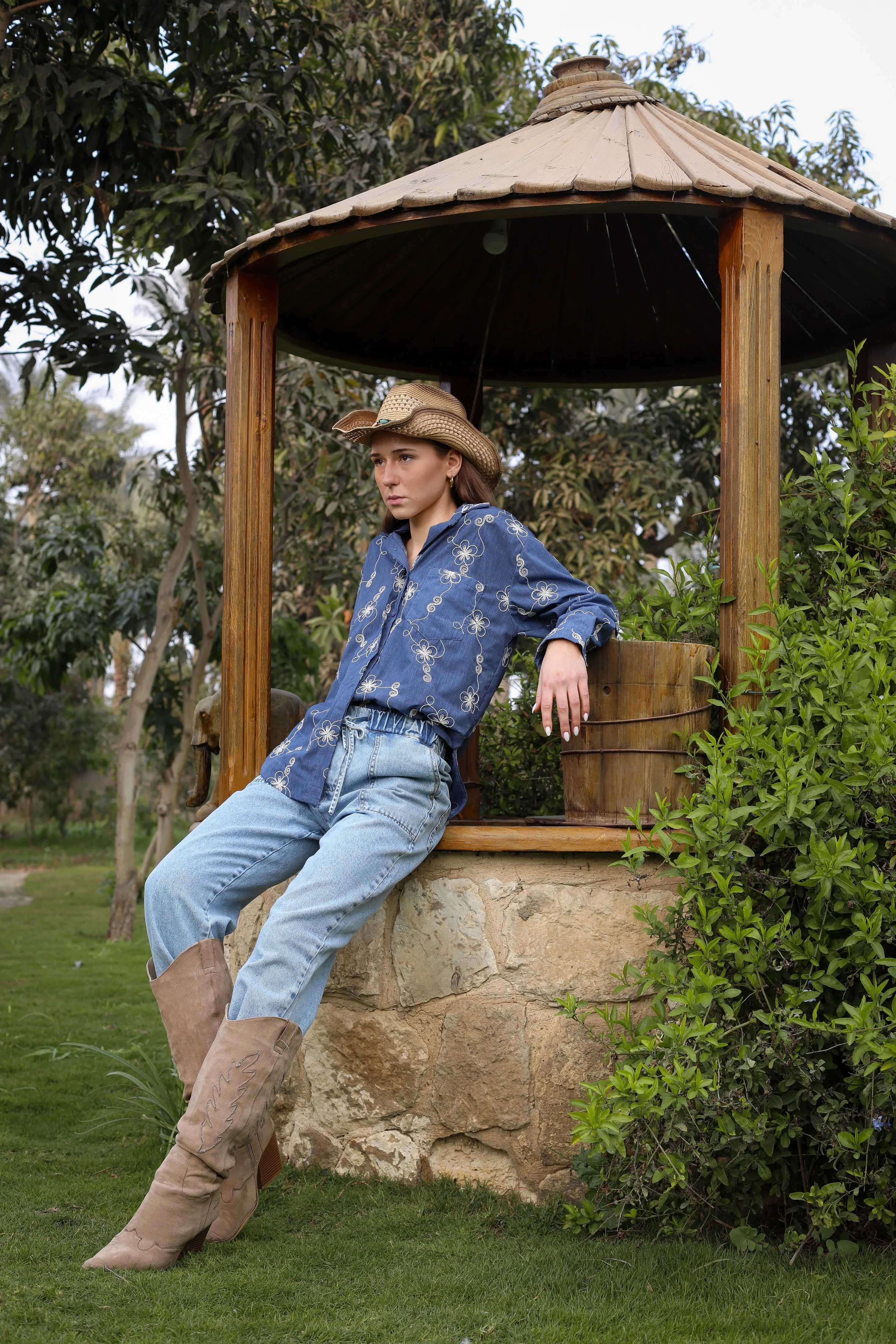 Indigo Meadow Embroidered Shirt
