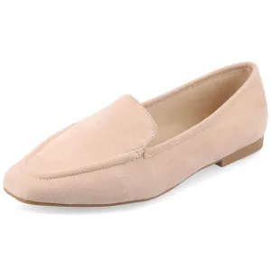 Journee Womens Suede Loafer Flat Square Toe Noticed Topline Padded Block Heel - Tullie Casual Dress Shoe Beige 8 Medium Womens US