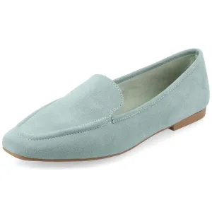 Journee Womens Suede Loafer Flat Square Toe Noticed Topline Padded Block Heel - Tullie Casual Dress Shoe Green
