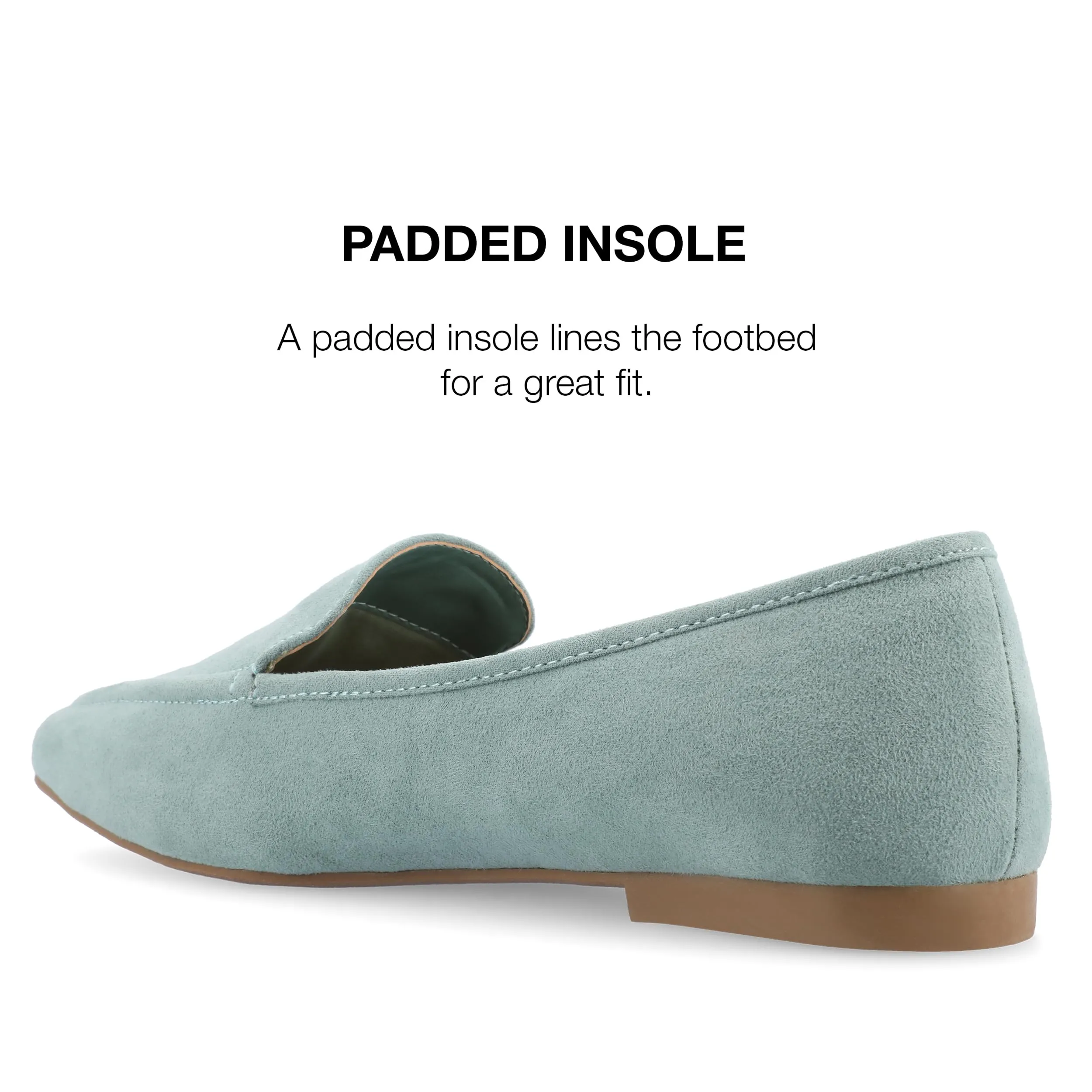 Journee Womens Suede Loafer Flat Square Toe Noticed Topline Padded Block Heel - Tullie Casual Dress Shoe Green