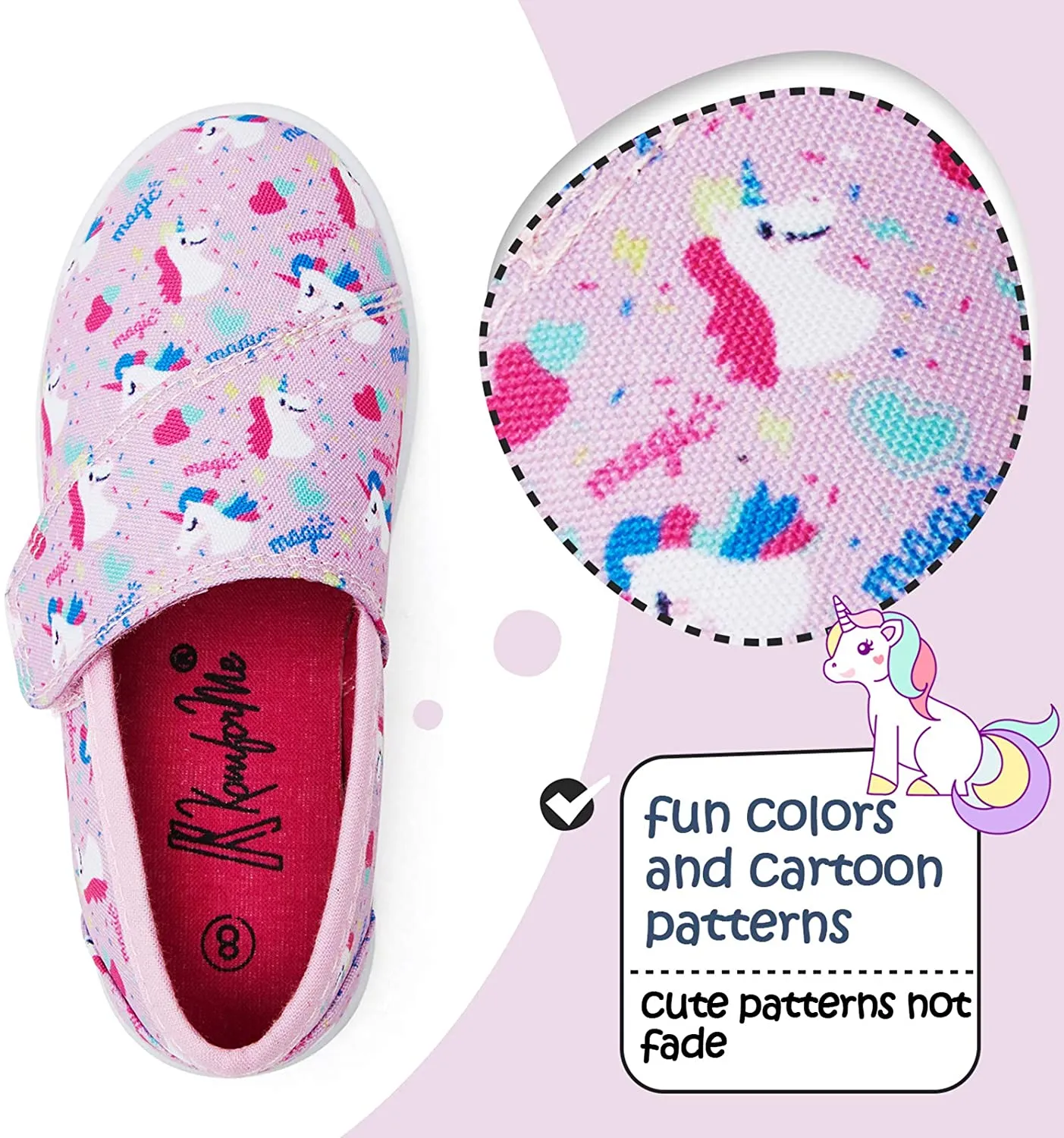K KomForme Toddler Girls Sneakers Slip On Moccasins Casual Canvas Shoes Kid's Lazy Loafers Shoes