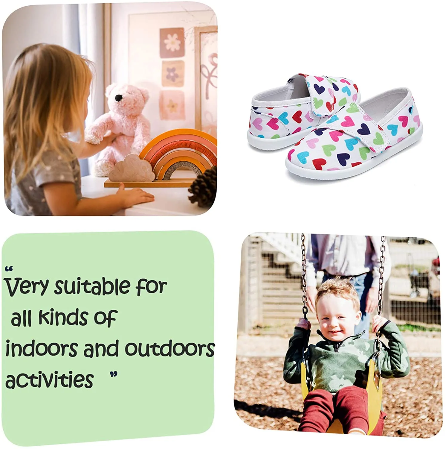 K KomForme Toddler Girls Sneakers Slip On Moccasins Casual Canvas Shoes Kid's Lazy Loafers Shoes