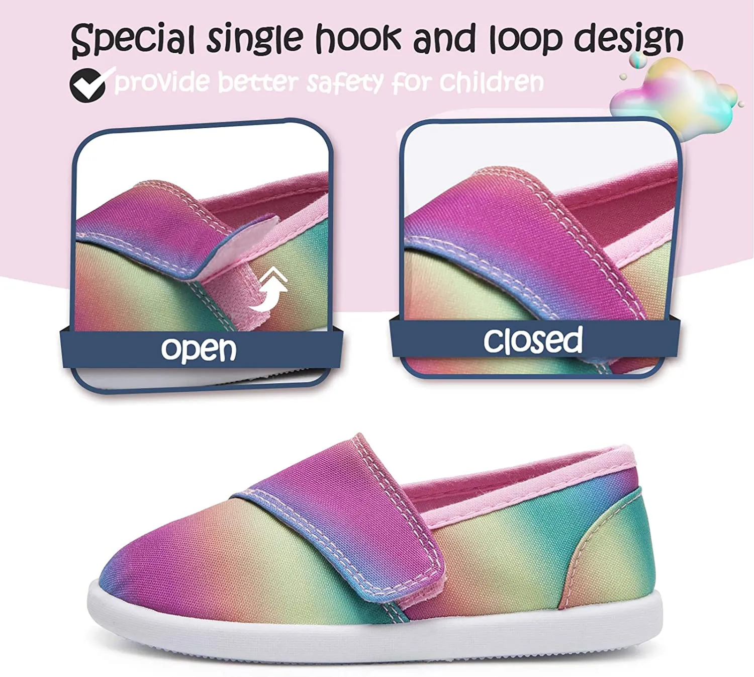 K KomForme Toddler Girls Sneakers Slip On Moccasins Casual Canvas Shoes Kid's Lazy Loafers Shoes