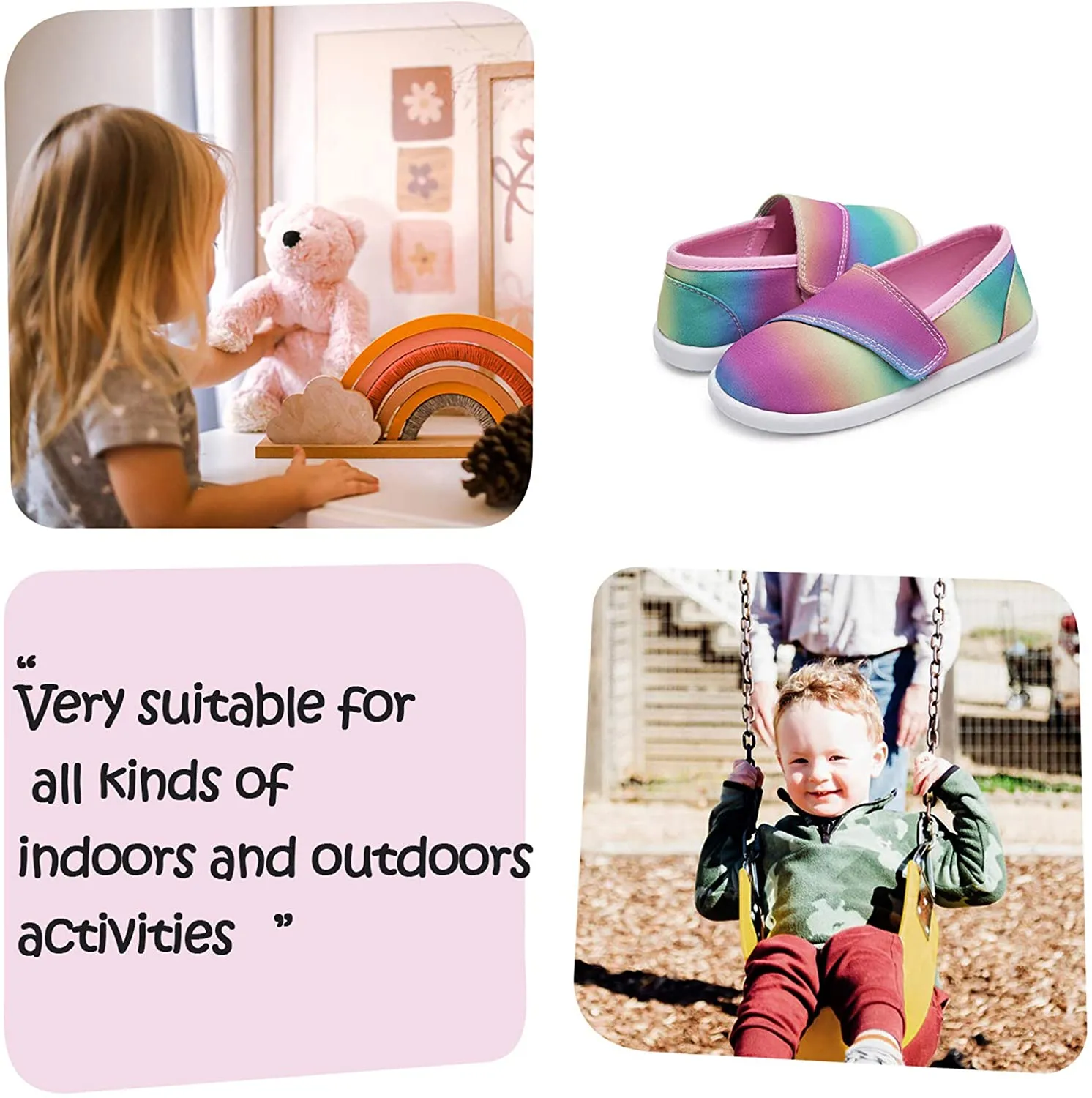 K KomForme Toddler Girls Sneakers Slip On Moccasins Casual Canvas Shoes Kid's Lazy Loafers Shoes