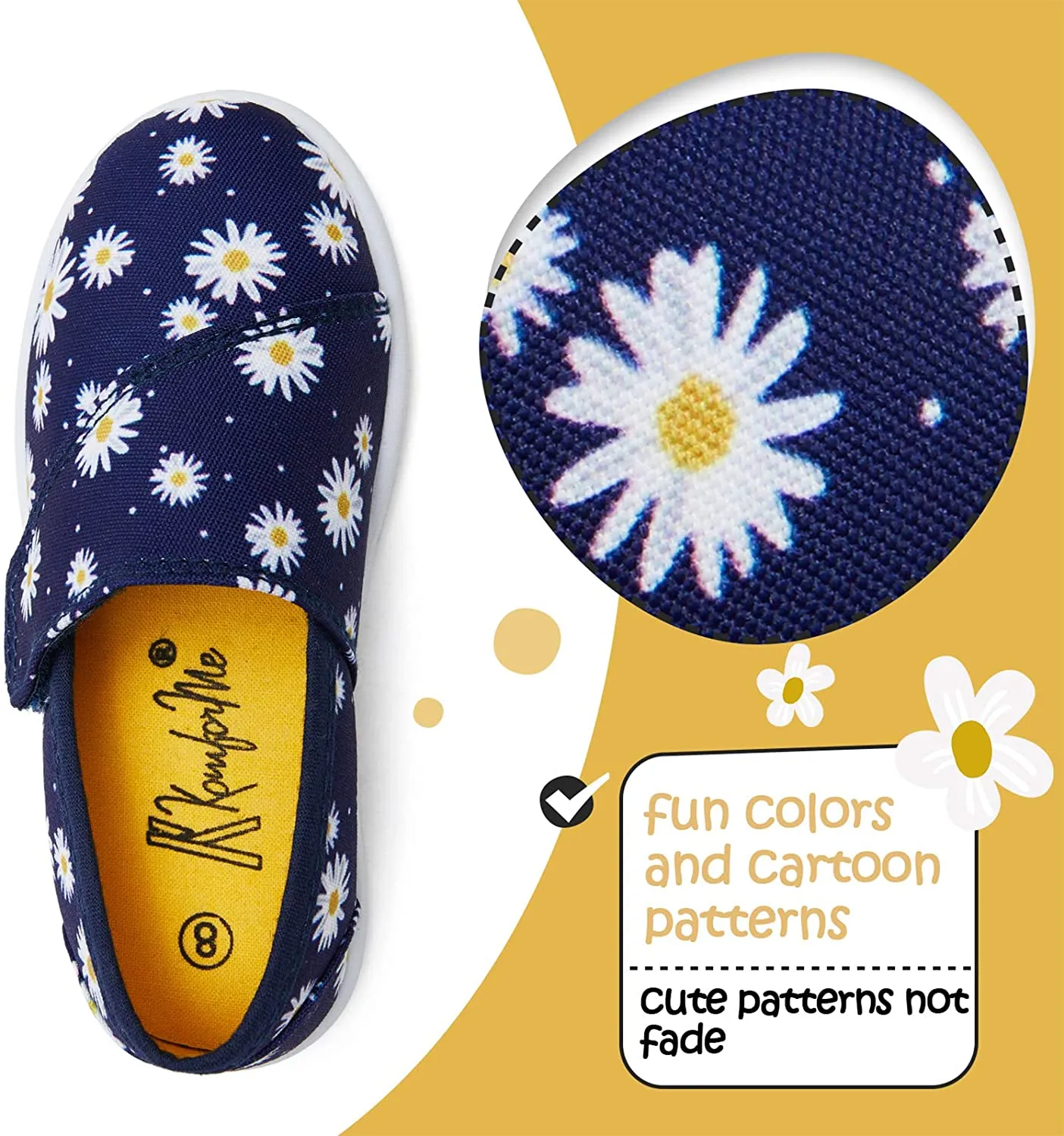K KomForme Toddler Girls Sneakers Slip On Moccasins Casual Canvas Shoes Kid's Lazy Loafers Shoes