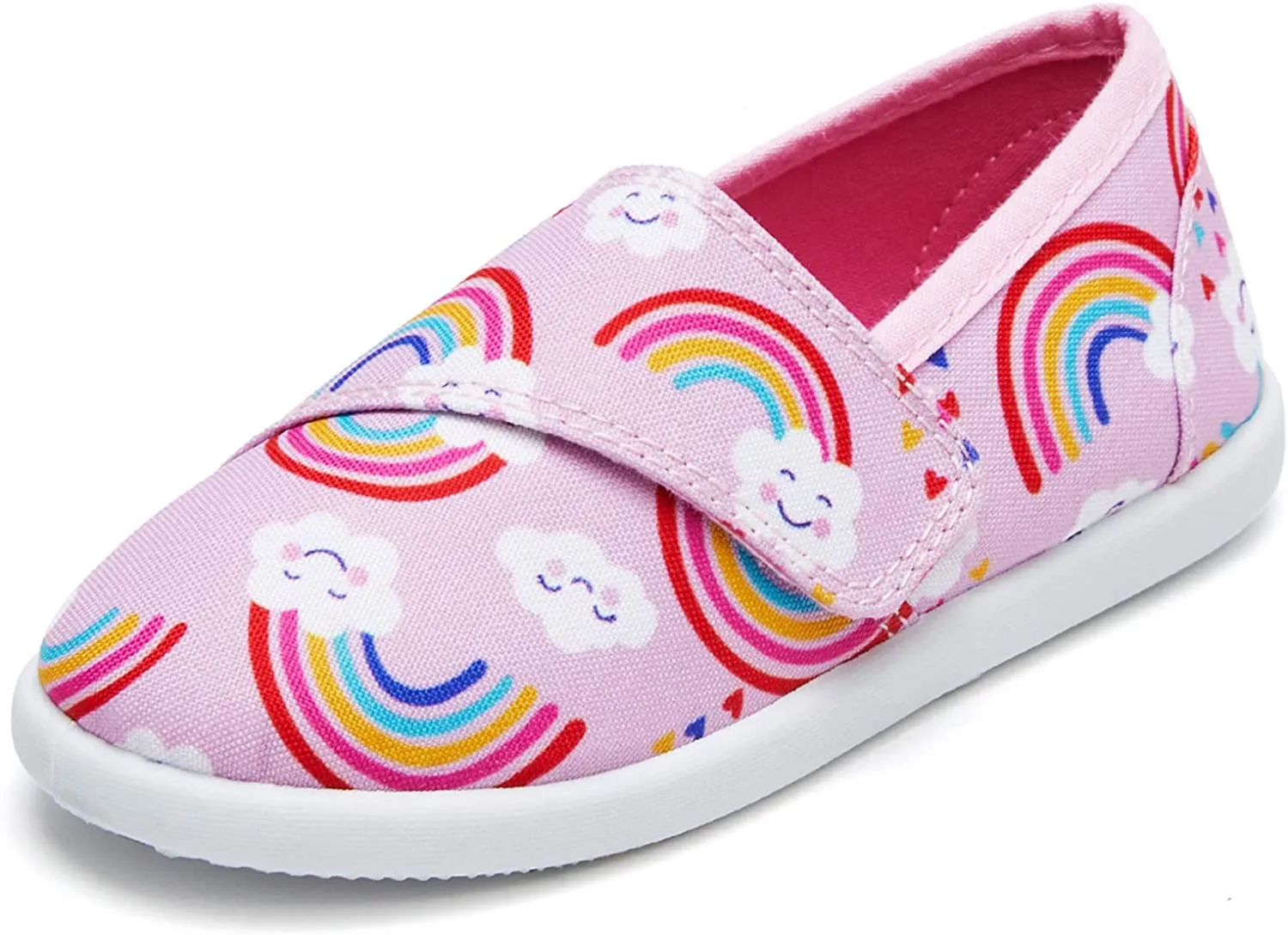 K KomForme Toddler Girls Sneakers Slip On Moccasins Casual Canvas Shoes Kid's Lazy Loafers Shoes