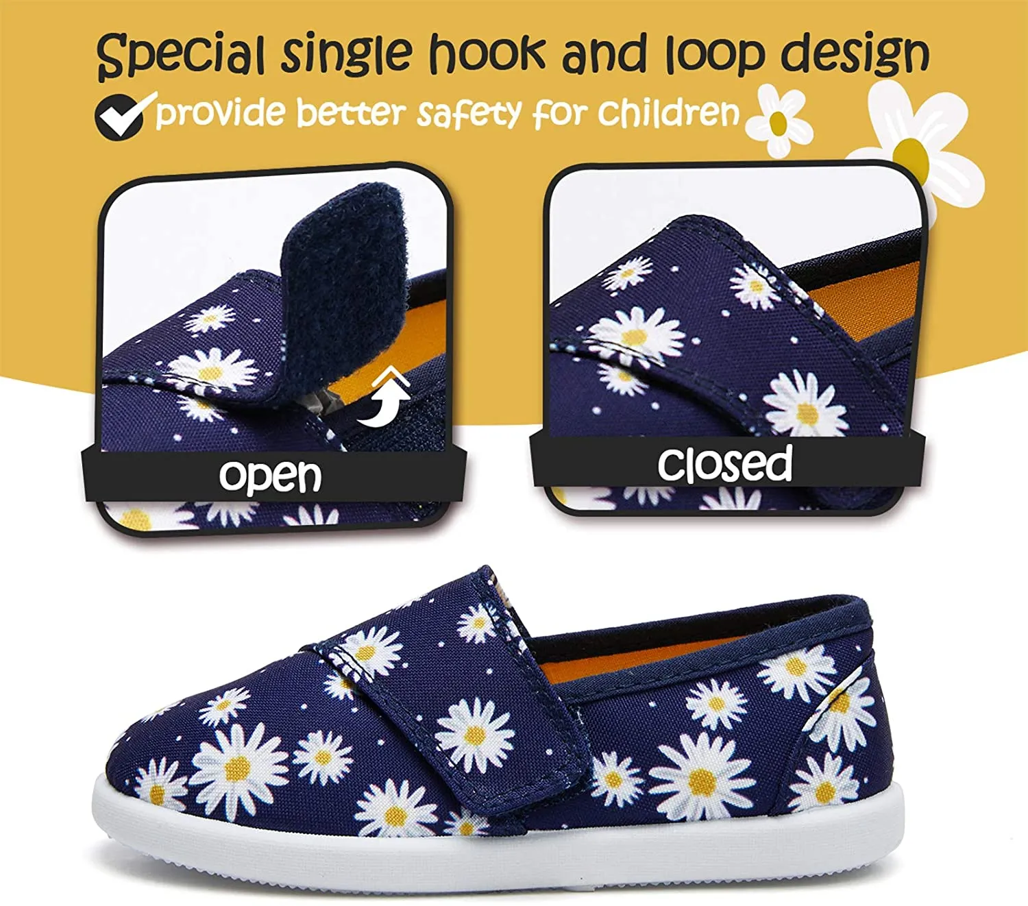 K KomForme Toddler Girls Sneakers Slip On Moccasins Casual Canvas Shoes Kid's Lazy Loafers Shoes