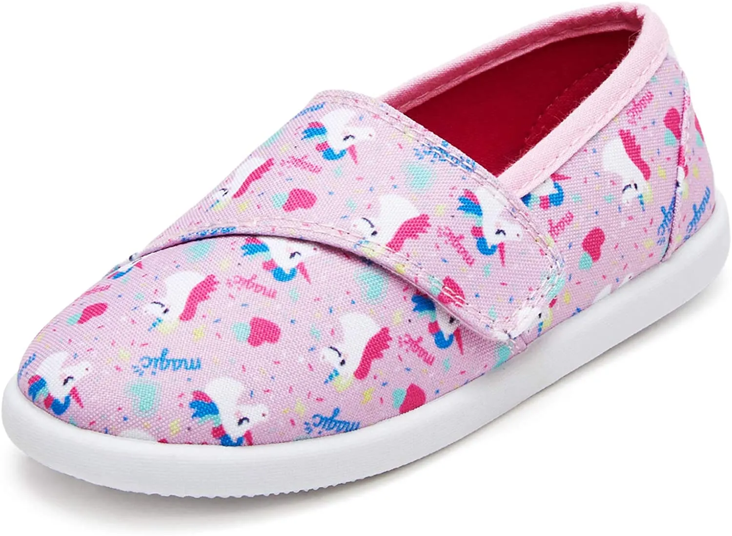 K KomForme Toddler Girls Sneakers Slip On Moccasins Casual Canvas Shoes Kid's Lazy Loafers Shoes