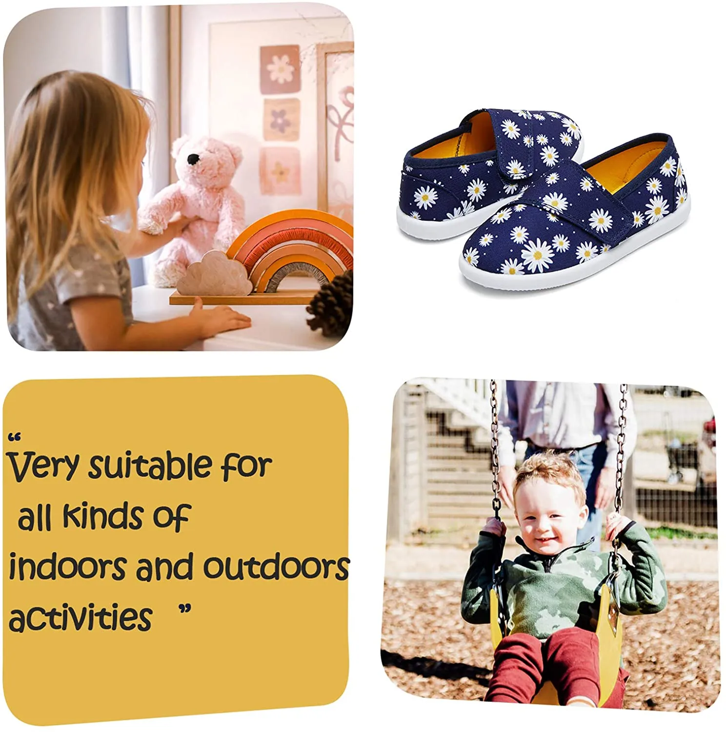 K KomForme Toddler Girls Sneakers Slip On Moccasins Casual Canvas Shoes Kid's Lazy Loafers Shoes