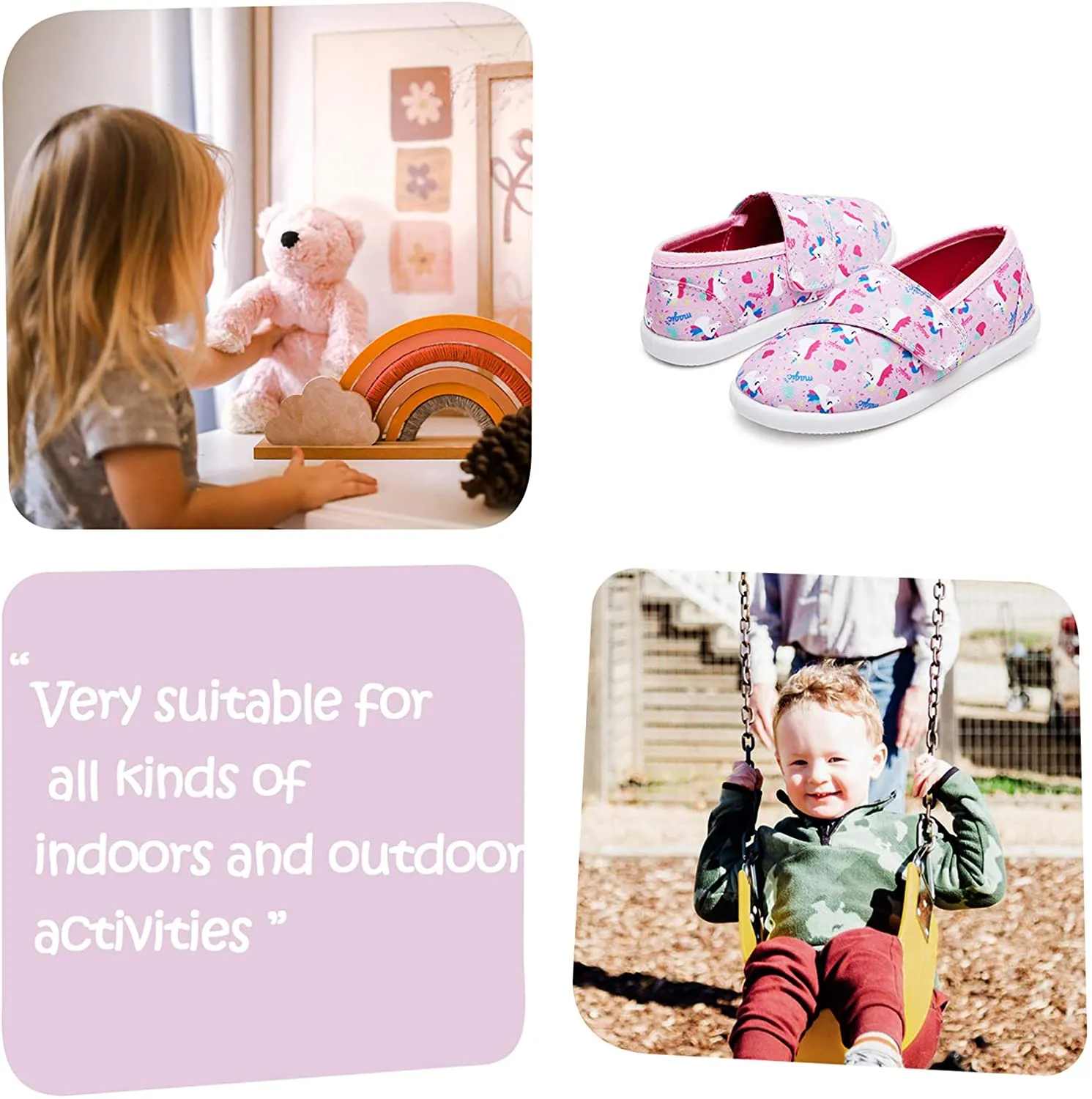 K KomForme Toddler Girls Sneakers Slip On Moccasins Casual Canvas Shoes Kid's Lazy Loafers Shoes