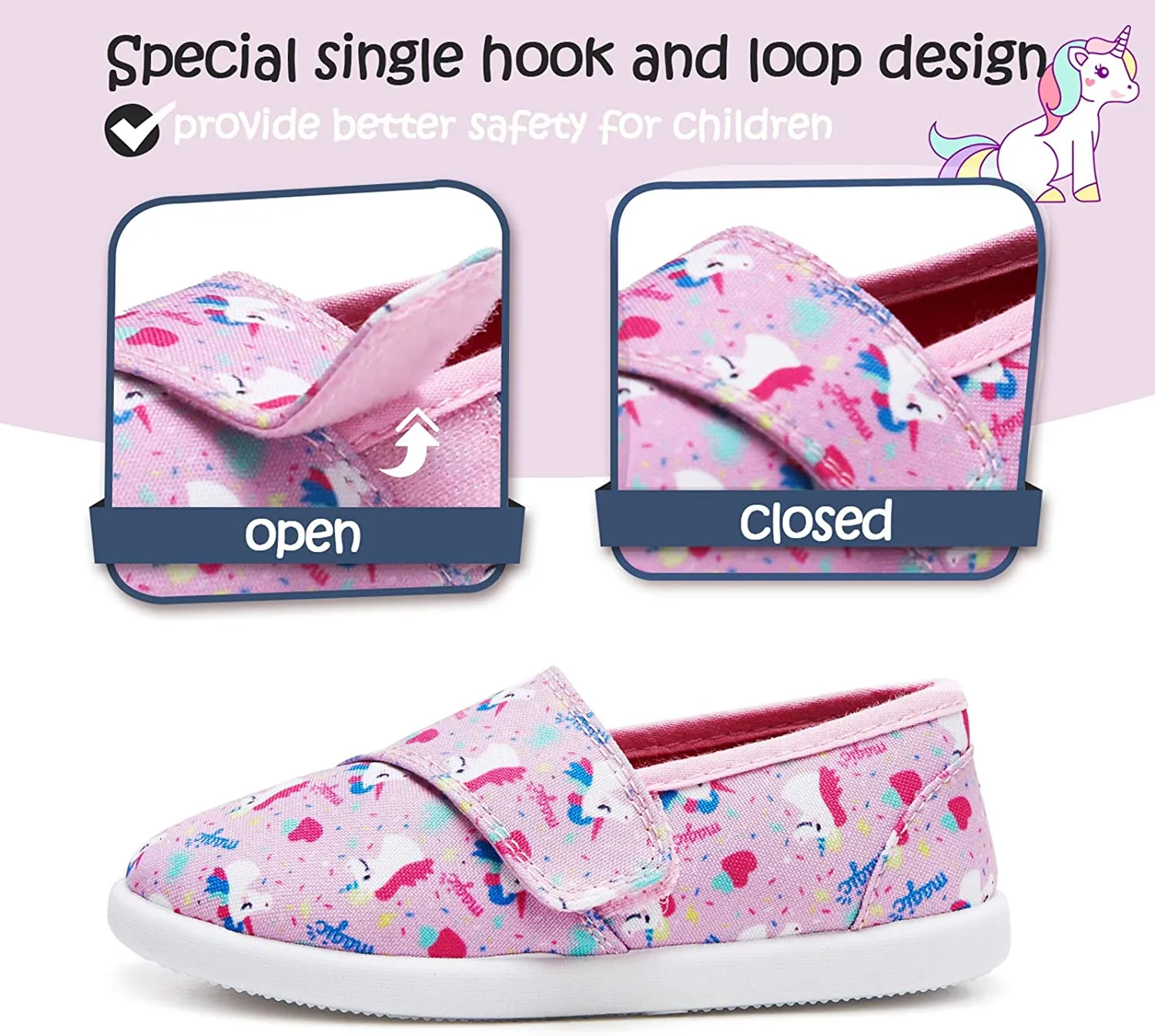 K KomForme Toddler Girls Sneakers Slip On Moccasins Casual Canvas Shoes Kid's Lazy Loafers Shoes