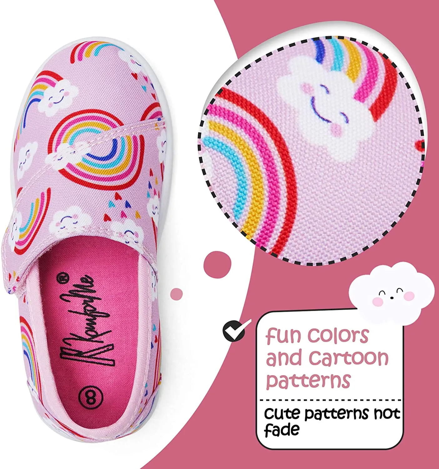 K KomForme Toddler Girls Sneakers Slip On Moccasins Casual Canvas Shoes Kid's Lazy Loafers Shoes