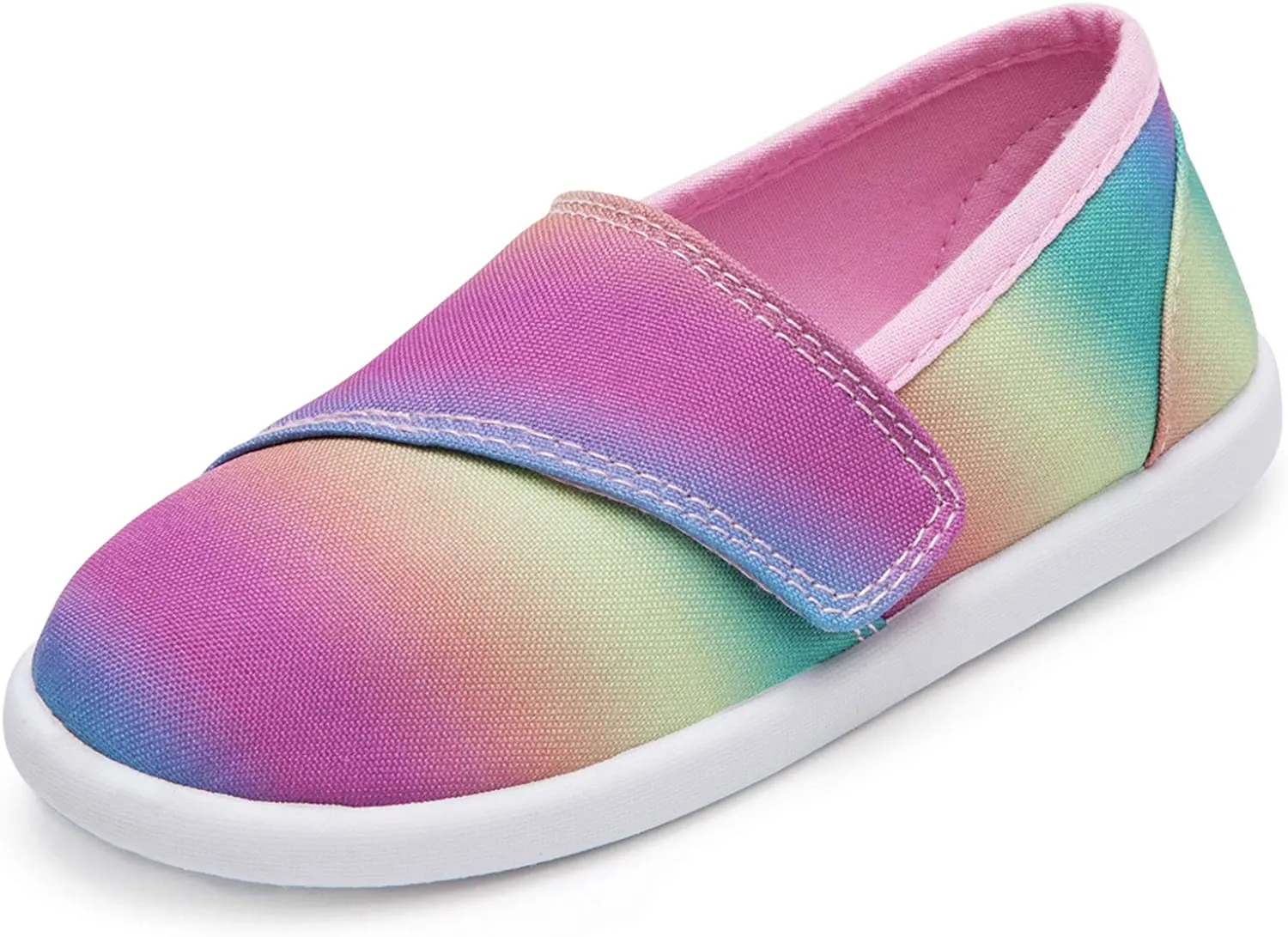 K KomForme Toddler Girls Sneakers Slip On Moccasins Casual Canvas Shoes Kid's Lazy Loafers Shoes