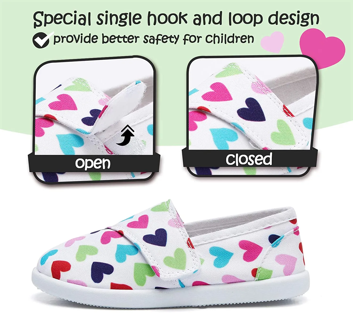 K KomForme Toddler Girls Sneakers Slip On Moccasins Casual Canvas Shoes Kid's Lazy Loafers Shoes