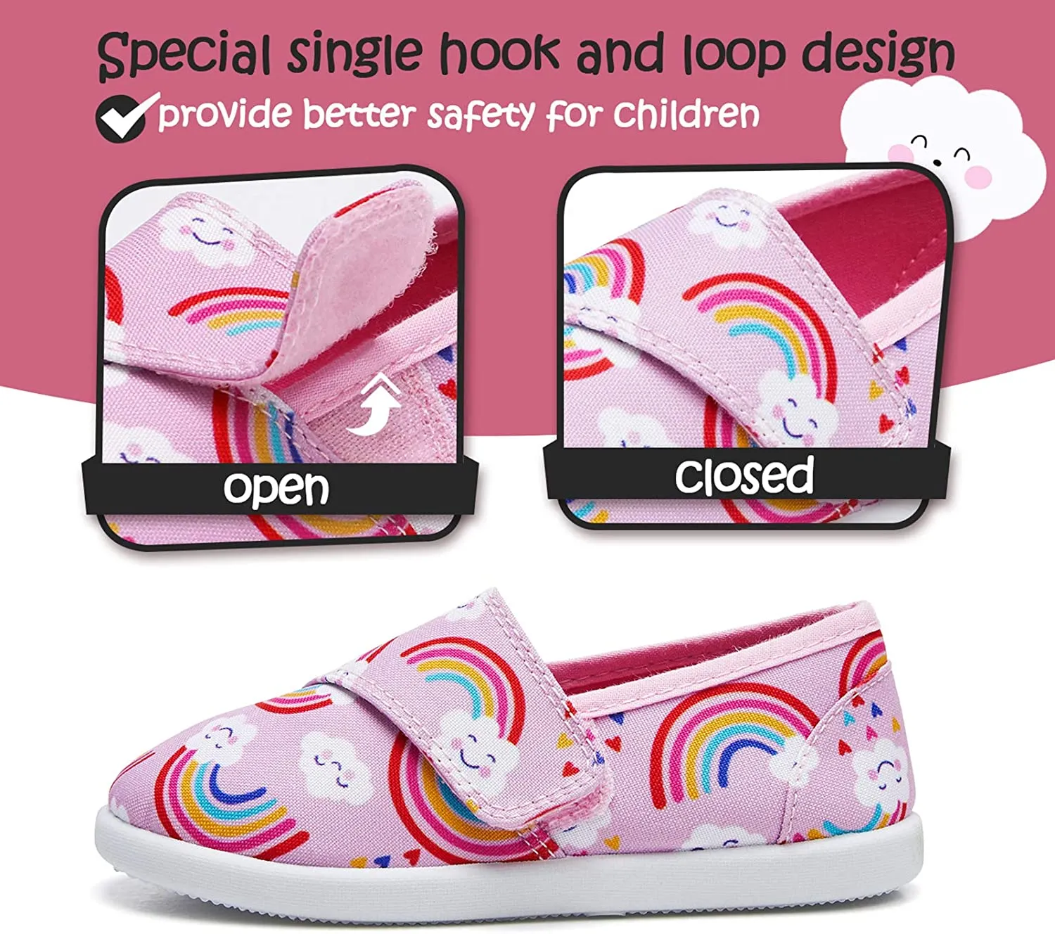 K KomForme Toddler Girls Sneakers Slip On Moccasins Casual Canvas Shoes Kid's Lazy Loafers Shoes