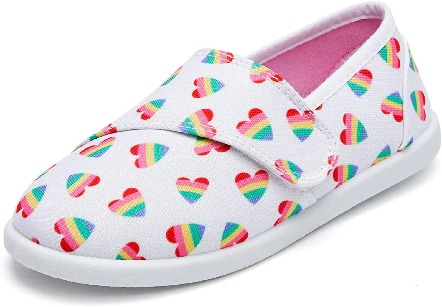 K KomForme Toddler Girls Sneakers Slip On Moccasins Casual Canvas Shoes Kid's Lazy Loafers Shoes