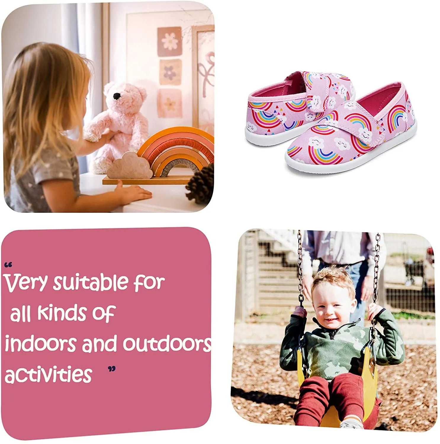 K KomForme Toddler Girls Sneakers Slip On Moccasins Casual Canvas Shoes Kid's Lazy Loafers Shoes