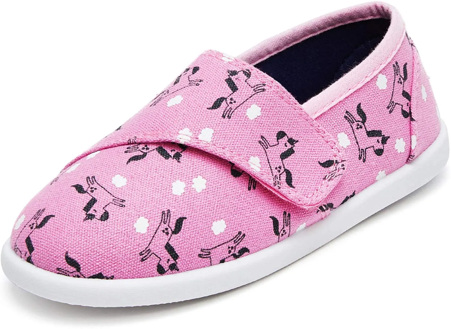 K KomForme Toddler Girls Sneakers Slip On Moccasins Casual Canvas Shoes Kid's Lazy Loafers Shoes