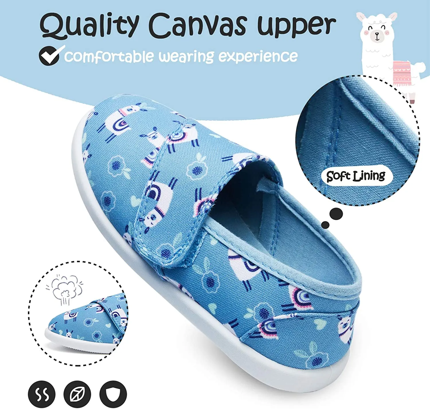 K KomForme Toddler Girls Sneakers Slip On Moccasins Casual Canvas Shoes Kid's Lazy Loafers Shoes