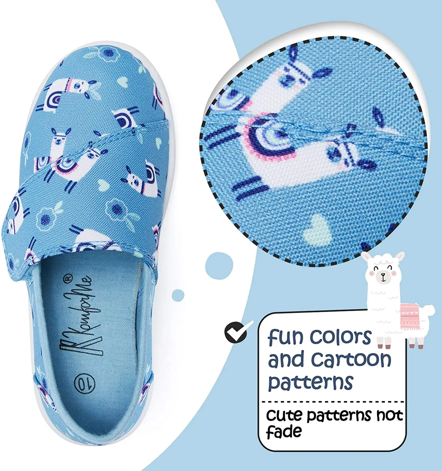 K KomForme Toddler Girls Sneakers Slip On Moccasins Casual Canvas Shoes Kid's Lazy Loafers Shoes