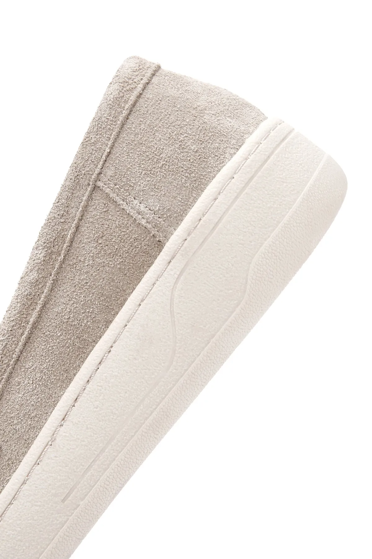 Kadın Gri Süet Deri Casual Loafer