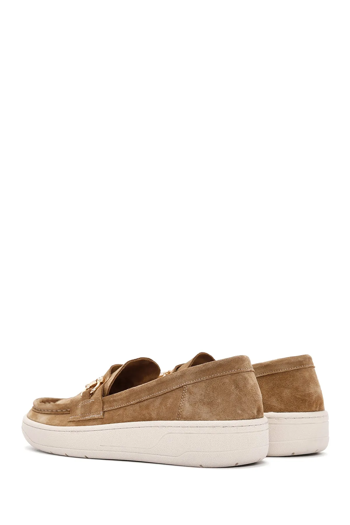 Kadın Kahverengi Süet Deri Casual Loafer