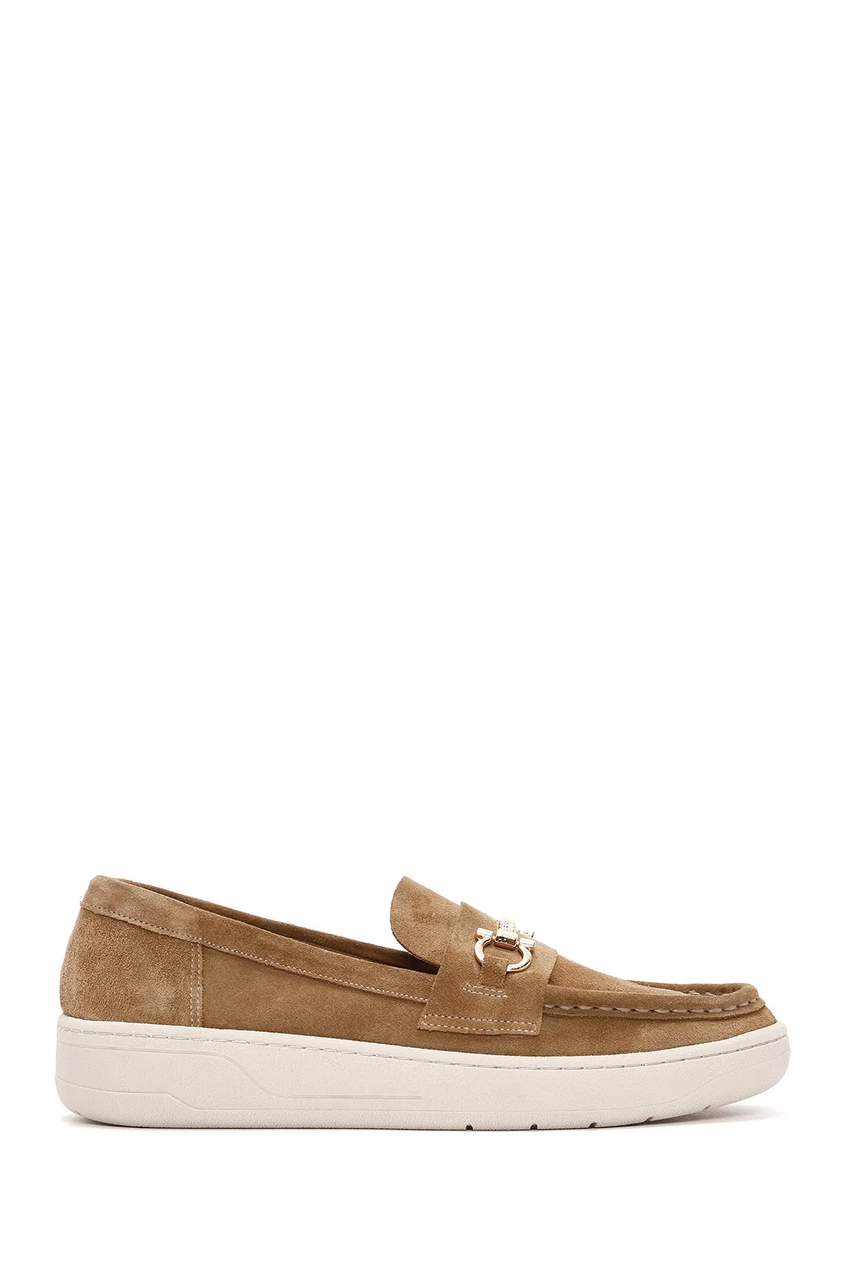 Kadın Kahverengi Süet Deri Casual Loafer