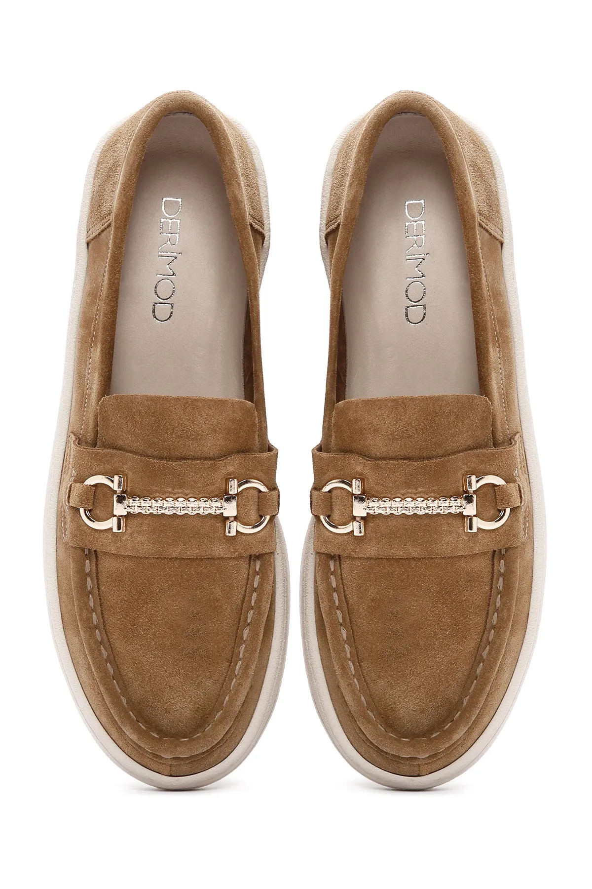 Kadın Kahverengi Süet Deri Casual Loafer