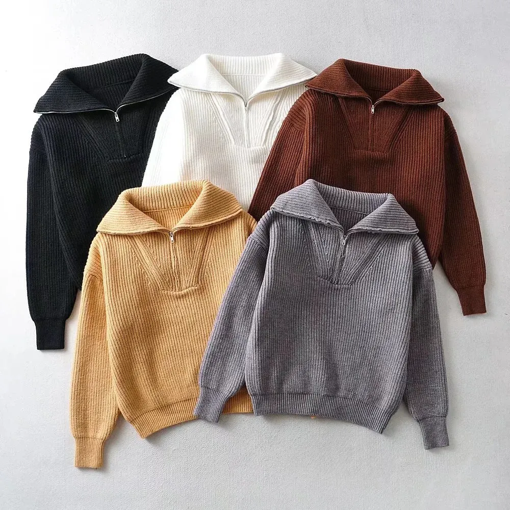 Knit Sweater – Half-Zip & Ribbed – Relaxed Winter Fit