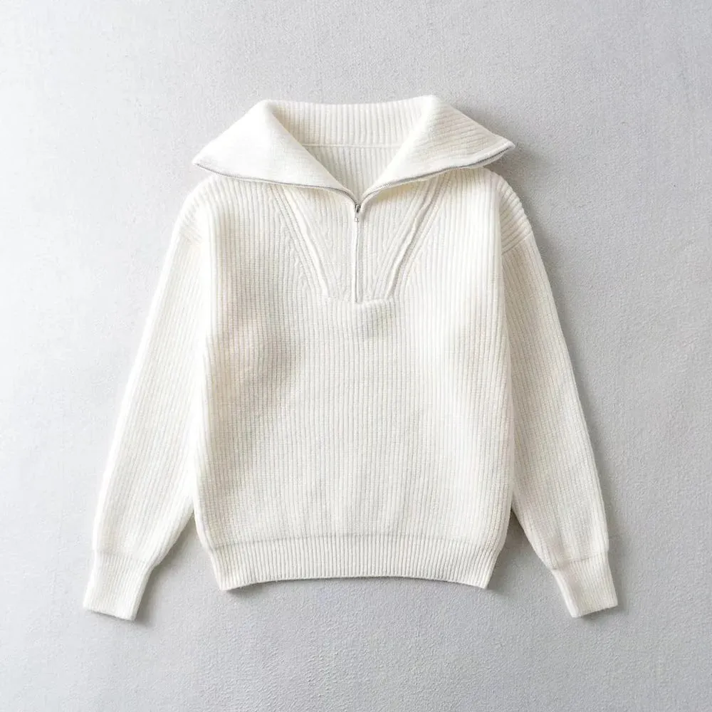 Knit Sweater – Half-Zip & Ribbed – Relaxed Winter Fit