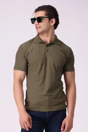 Knitted Olive Polo Shirt