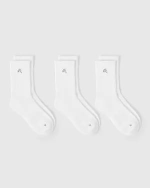 Lightweight Crew Socks 3 Pack | White