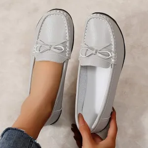 Livia™ - Genuine Leather Bow Moccasins