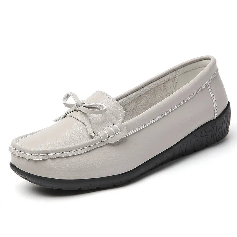 Livia™ - Genuine Leather Bow Moccasins