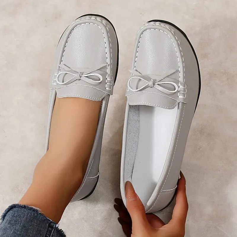 Livia™ - Genuine Leather Bow Moccasins
