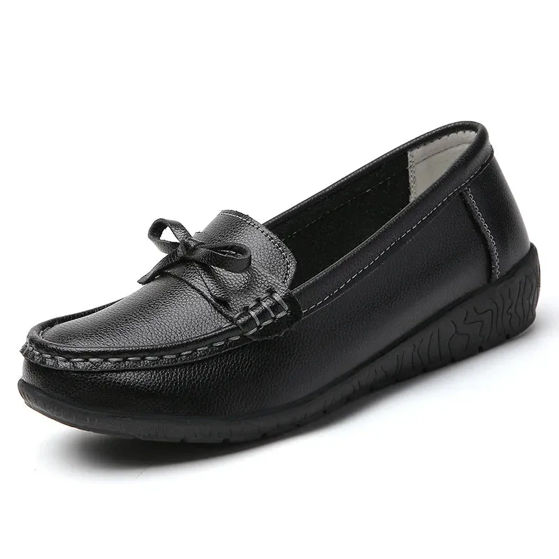 Livia™ - Genuine Leather Bow Moccasins