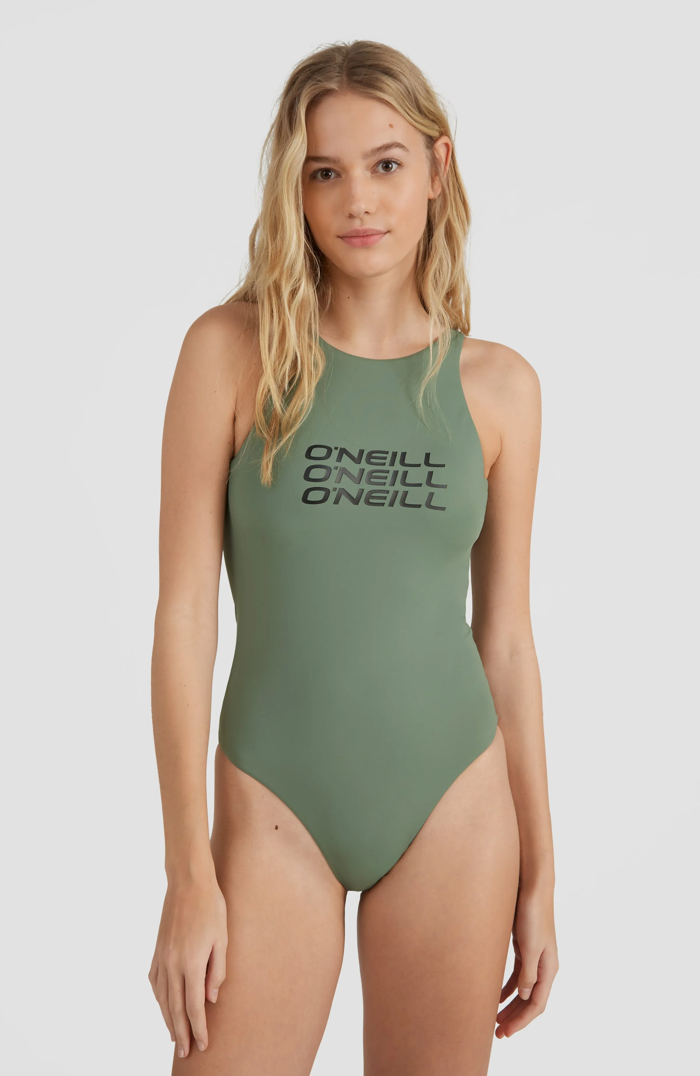 Logo High Neck Badeanzug | Lily Pad