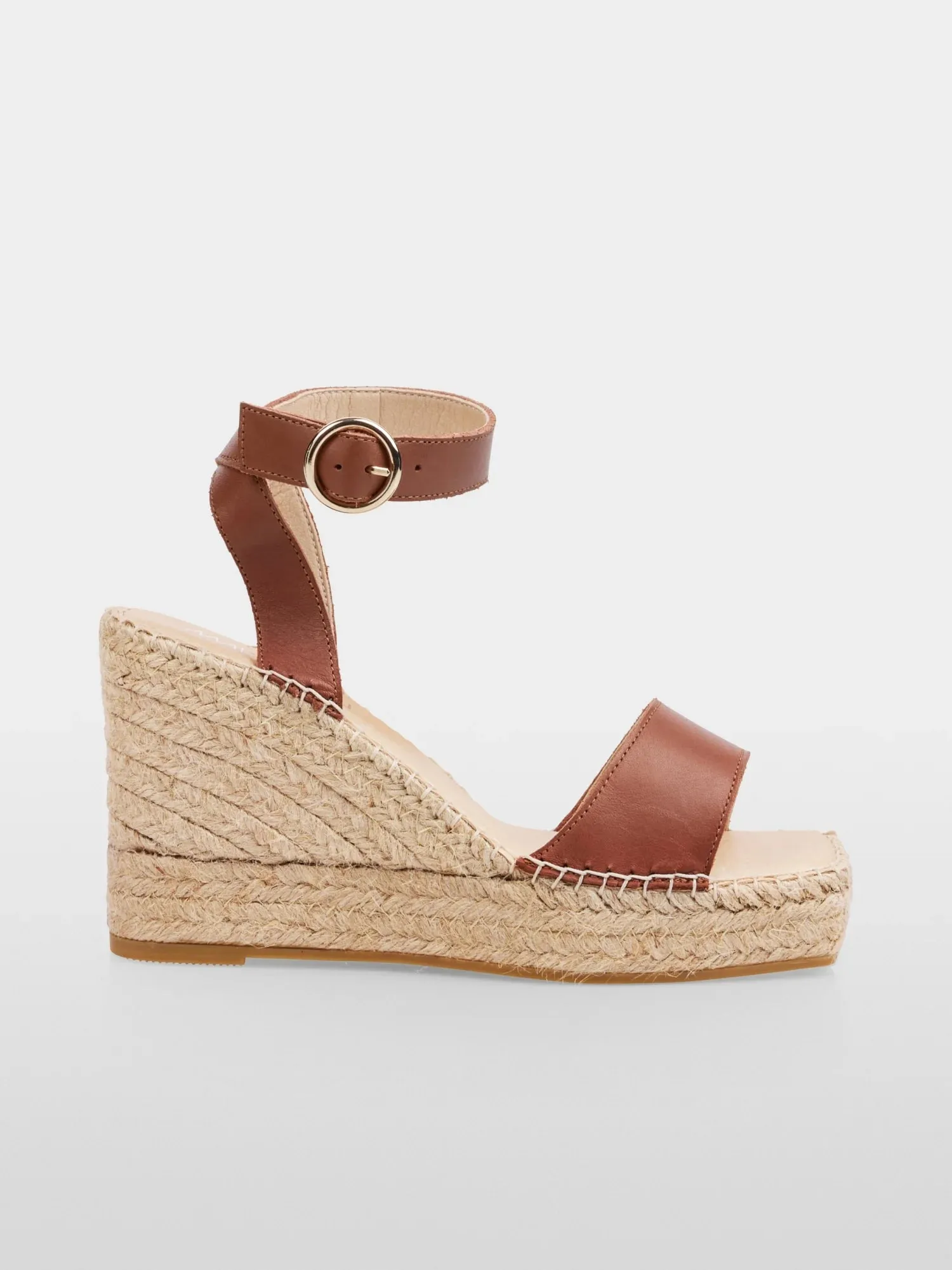 Marc Cain Tan Wedge sandals with ankle strap
