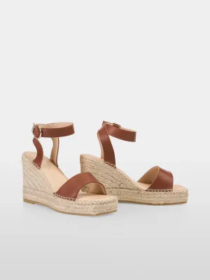 Marc Cain Tan Wedge sandals with ankle strap