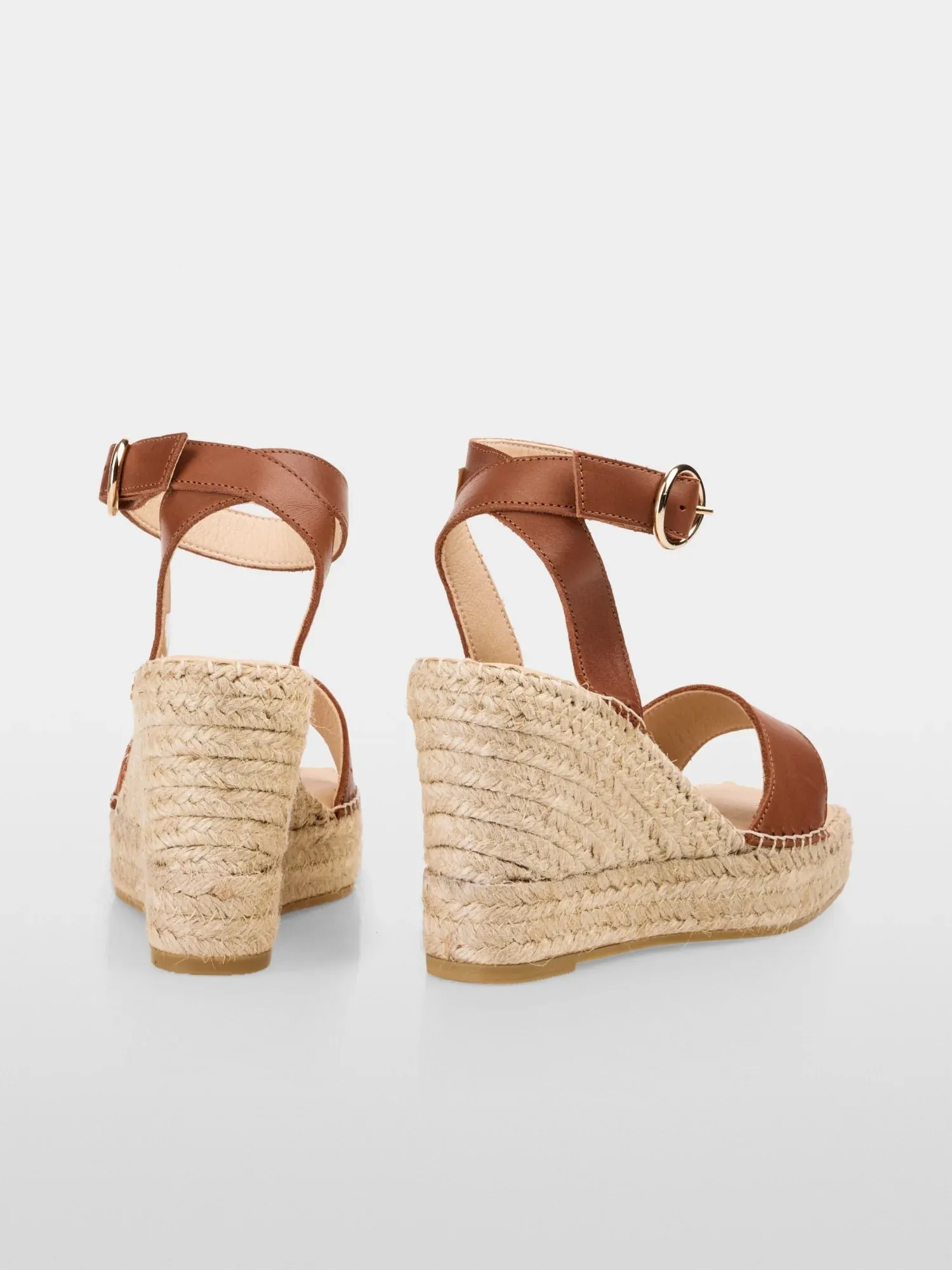 Marc Cain Tan Wedge sandals with ankle strap