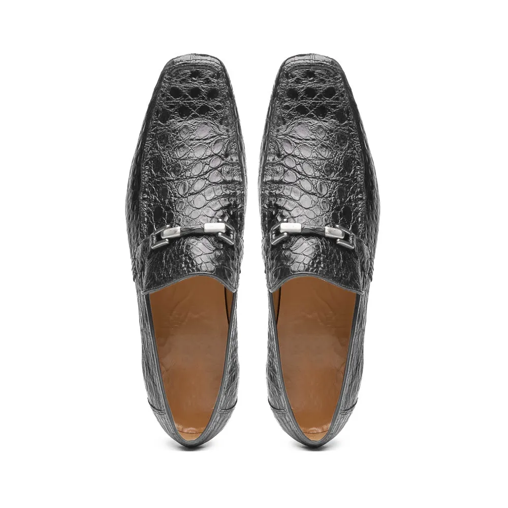 Marco Di Milano Fabro in Grey Caiman Bit Loafers