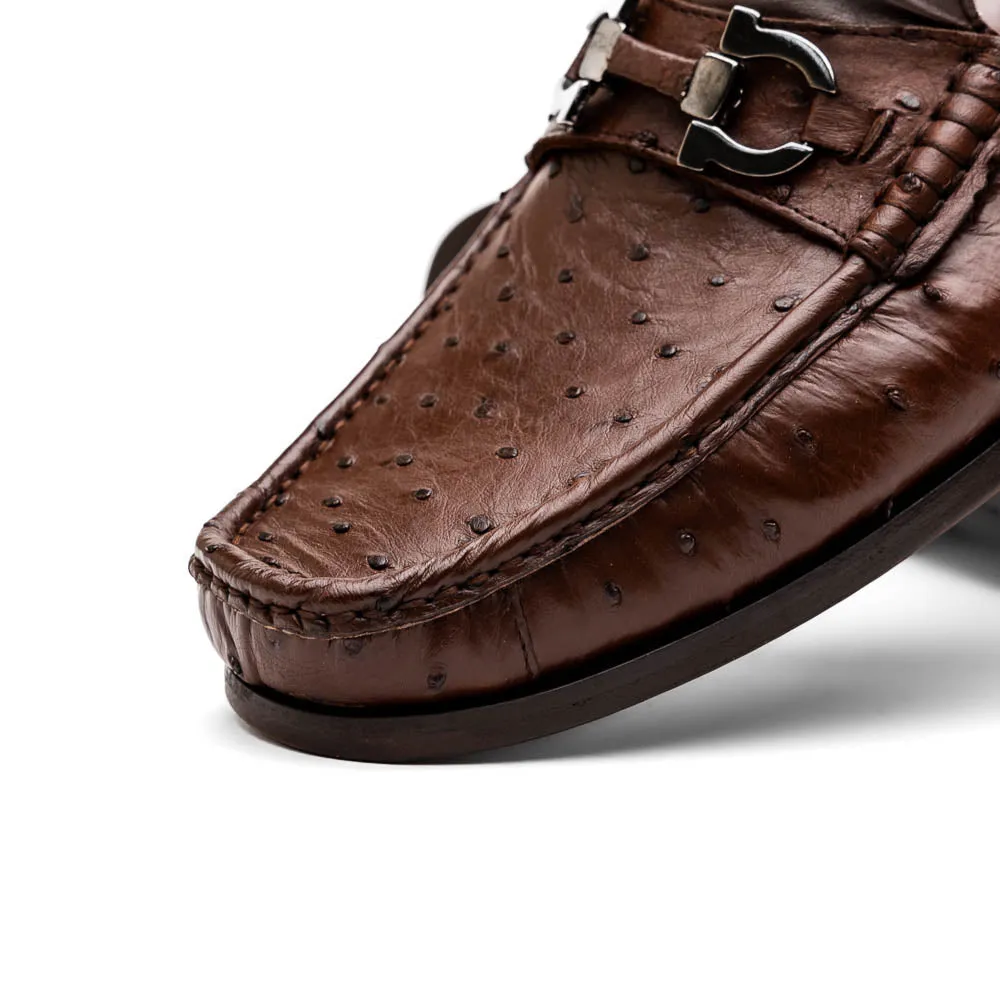 Marco Di Milano Ferrioni in Kango Tabac Ostrich Bit Loafers