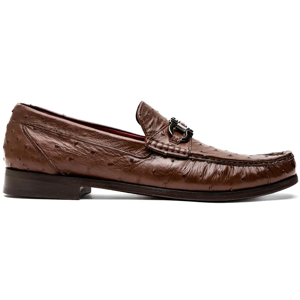 Marco Di Milano Ferrioni in Kango Tabac Ostrich Bit Loafers